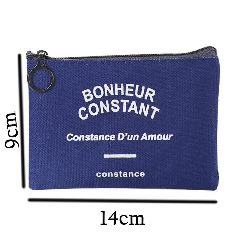 Unisex Canvas Coin Bag Purse Women Stripe Coin Money Card Holder Wallet Case Zipper Key Storage Pouch for Kid Girl Gift