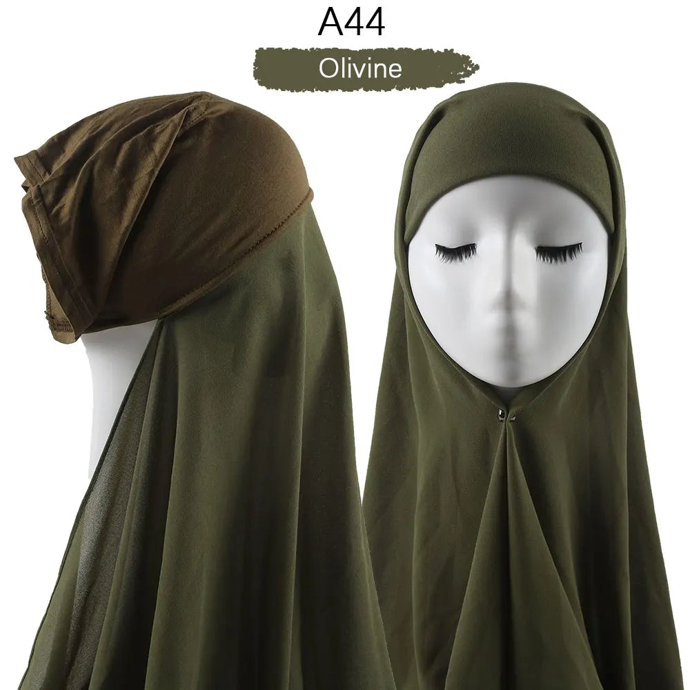 Instant Hijab with Cap Heavy Chiffon Jersey Hijab for Women Veil Muslim Fashion Islam Hijab Cap Scarf for Muslim Women Headscarf