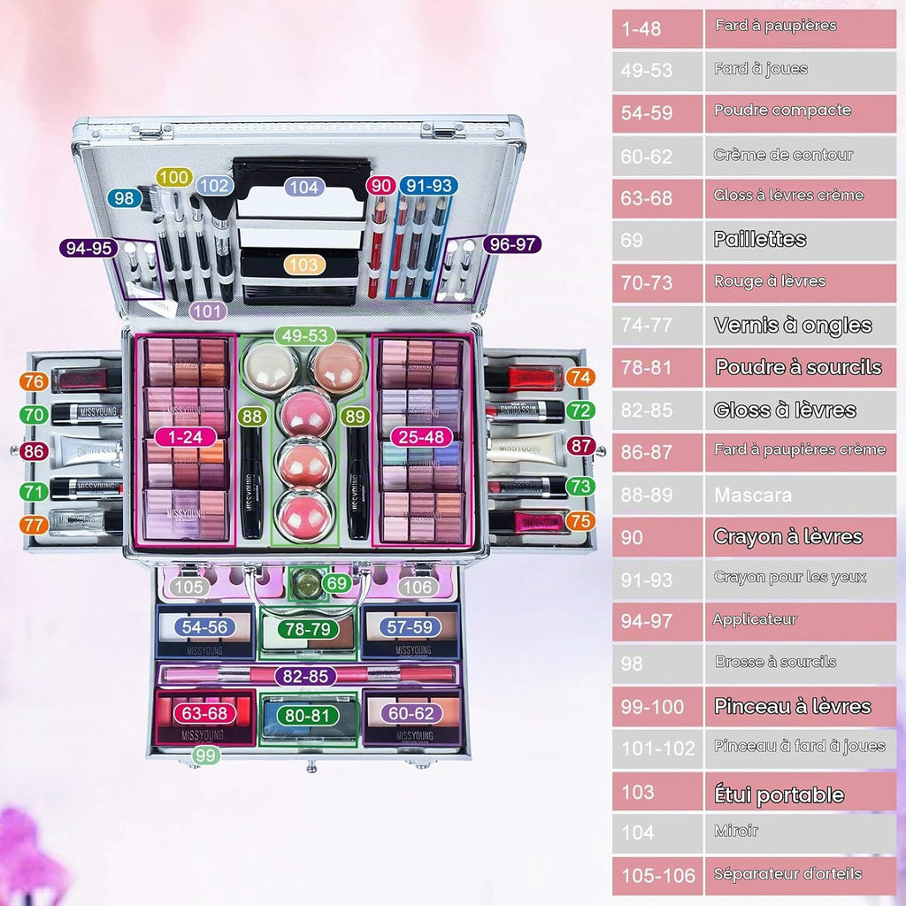 Kit De Maquillage Complet, Polyvalent Ensemble-Cadeau De Cosmétique Avec Fard À Paupières Palette Correcteur Fard À Joues Rouge À Lèvre Pour Femme, Tout-En-Un Mallette De Maquillage Beauté Set#2