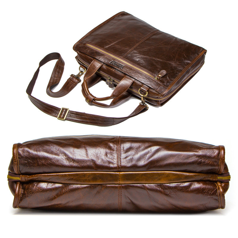 Cowhide Business Briefcase Men'S Shoulder Messenger Bag Casual Computer Bag