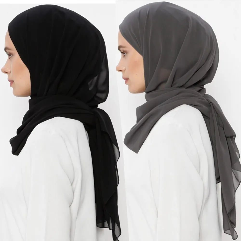 Instant Hijab with Cap Heavy Chiffon Jersey Hijab for Women Veil Muslim Fashion Islam Hijab Cap Scarf for Muslim Women Headscarf
