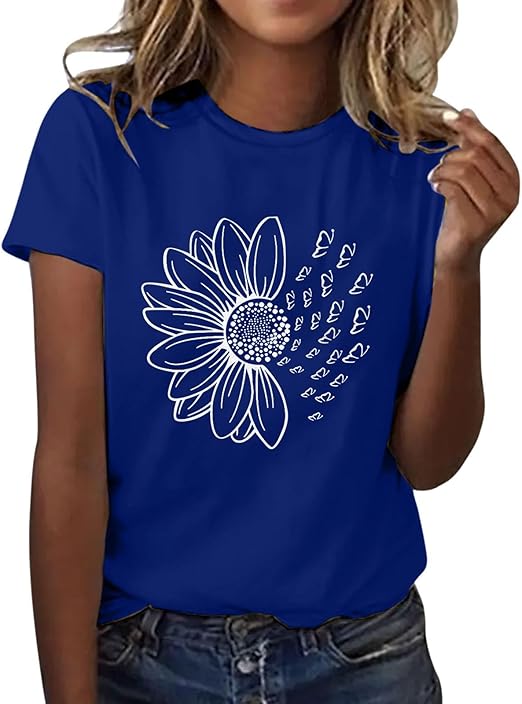 T-Shirt Femme Imprimé Tournesol — Col Rond Manches Courtes Été | ZENYL M