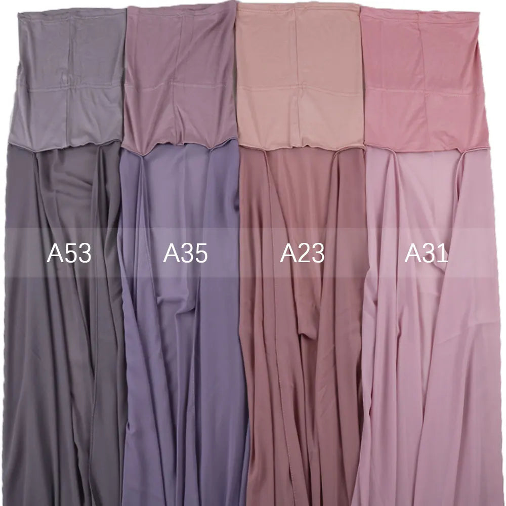 Instant Hijab with Cap Heavy Chiffon Jersey Hijab for Women Veil Muslim Fashion Islam Hijab Cap Scarf for Muslim Women Headscarf