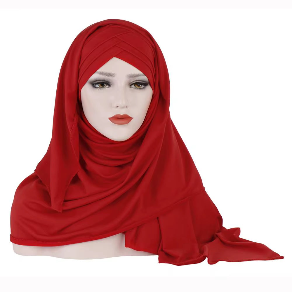 2023 New Women Jersey Scarf Soft Plain Cotton Instant Hijab Shawls and Wraps Foulard Femme Muslim Hijabs Ready to Wear Headscarf