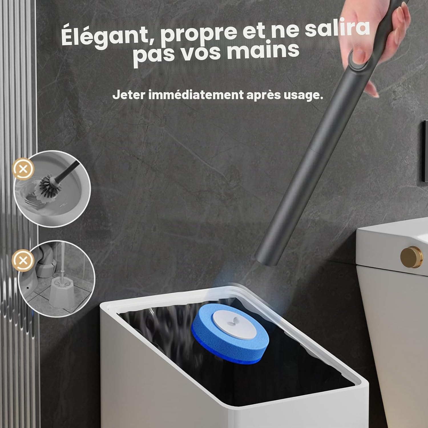 Brosse WC Jetable — 32 Têtes de Rechange + Support Mural | ZENYL M