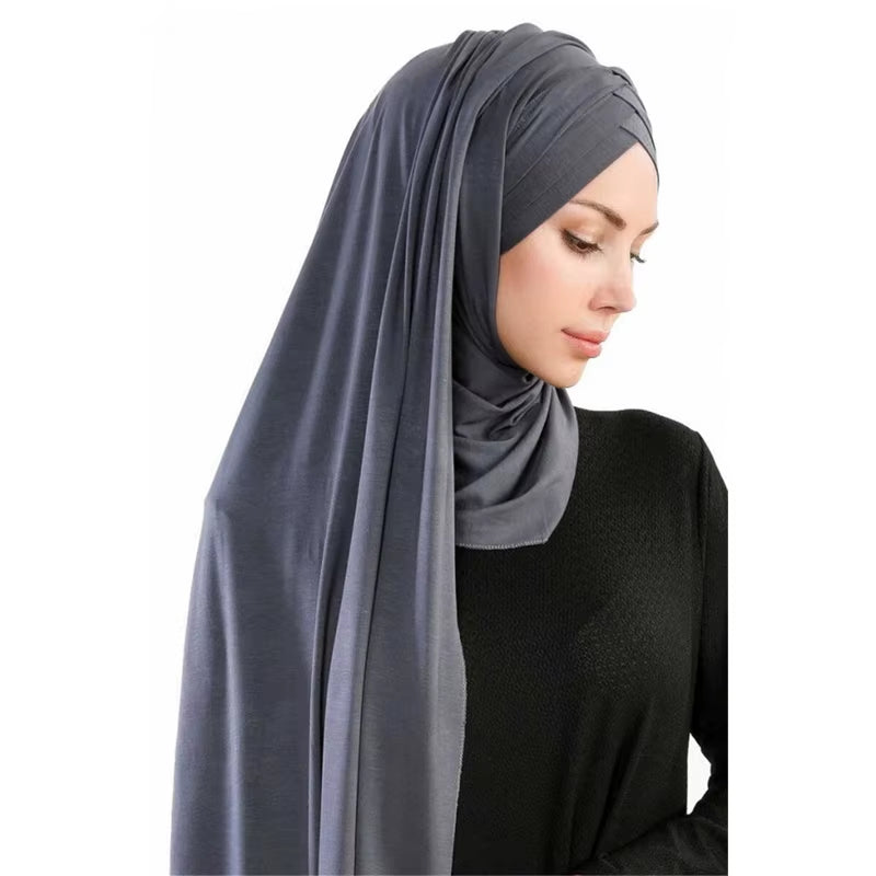 2023 New Women Jersey Scarf Soft Plain Cotton Instant Hijab Shawls and Wraps Foulard Femme Muslim Hijabs Ready to Wear Headscarf