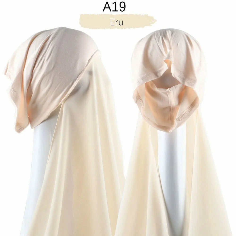 Instant Hijab with Cap Heavy Chiffon Jersey Hijab for Women Veil Muslim Fashion Islam Hijab Cap Scarf for Muslim Women Headscarf