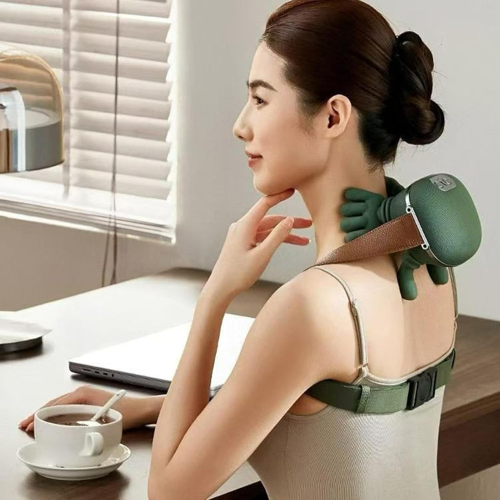 Neck Massager - Cordless Rechargeable Deep Tissue Massager, 3 Speed 2 Heating Modes, Soothing Muscle Ease Device for Neck Shoulders Back, Personal Wellness Gadget, 5.71X4.33X2.56 Inches