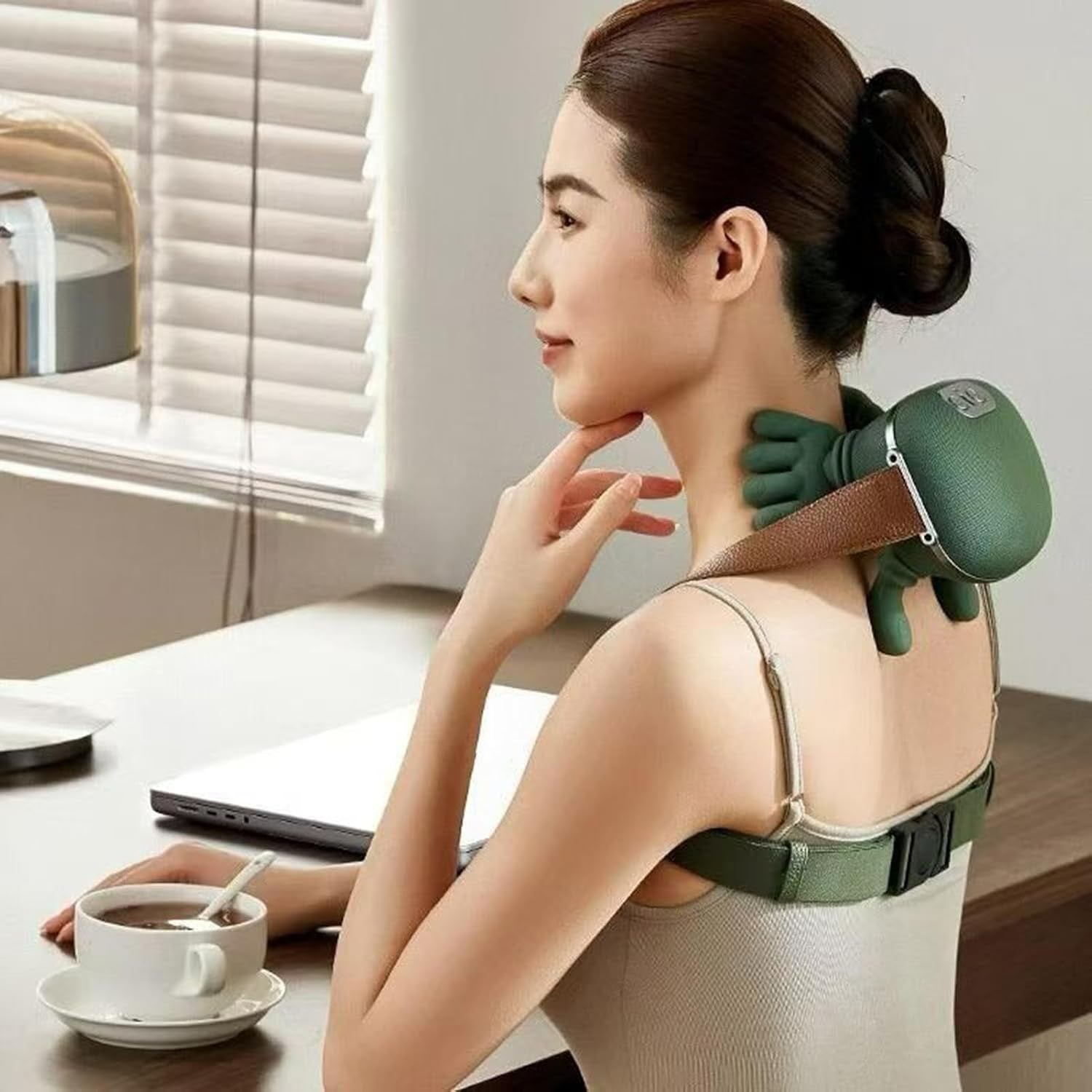 Neck Massager - Cordless Rechargeable Deep Tissue Massager, 3 Speed 2 Heating Modes, Soothing Muscle Ease Device for Neck Shoulders Back, Personal Wellness Gadget, 5.71X4.33X2.56 Inches