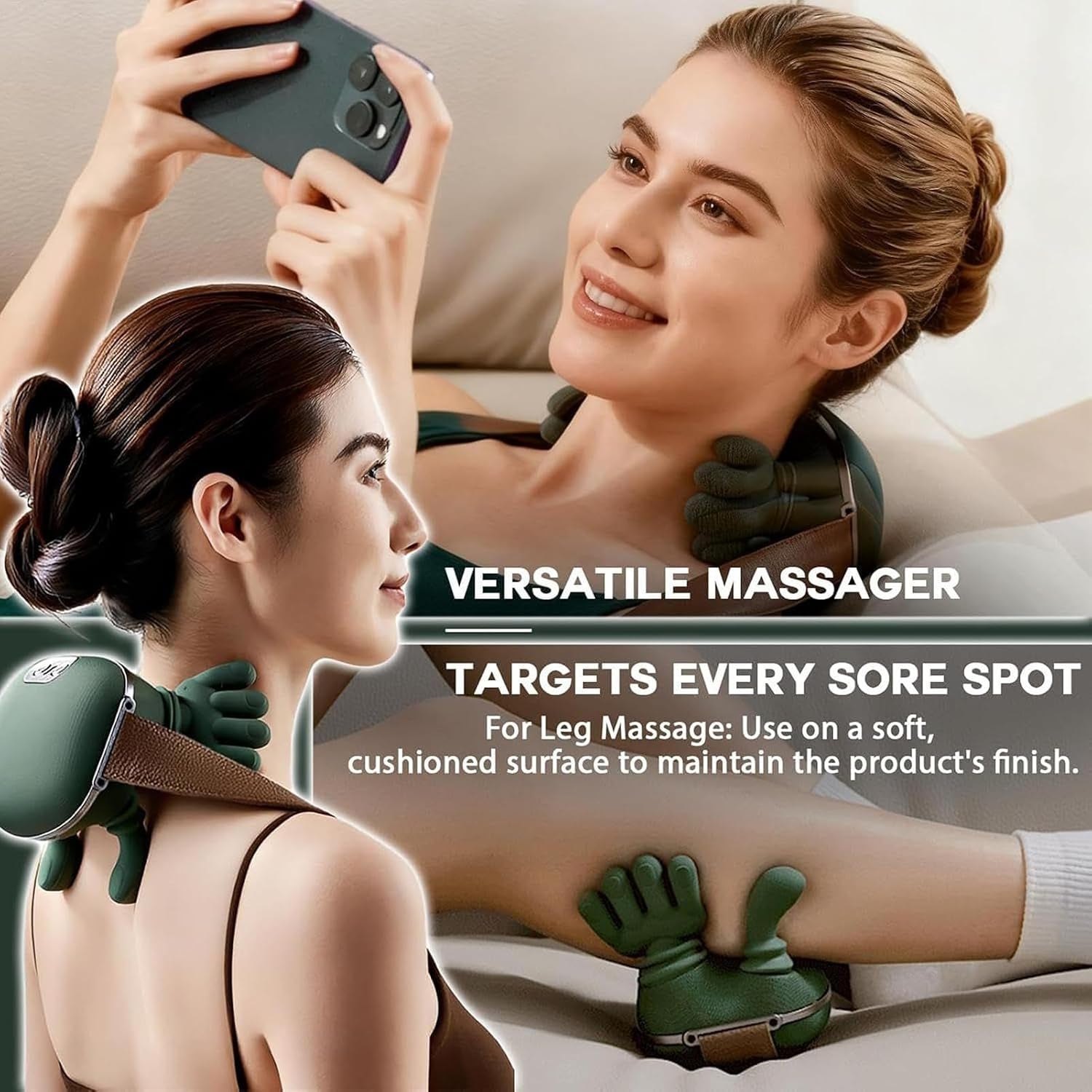 Neck Massager - Cordless Rechargeable Deep Tissue Massager, 3 Speed 2 Heating Modes, Soothing Muscle Ease Device for Neck Shoulders Back, Personal Wellness Gadget, 5.71X4.33X2.56 Inches