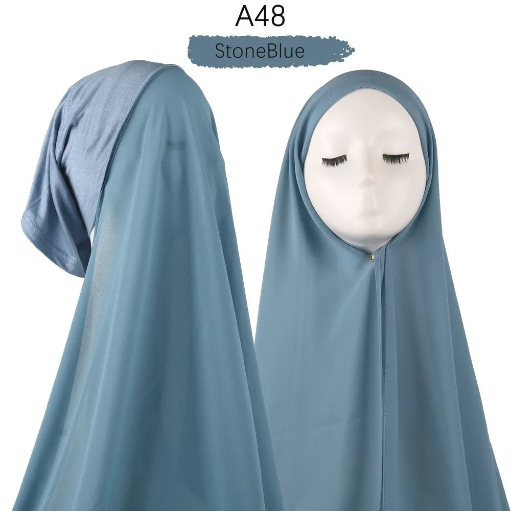 Instant Hijab with Cap Heavy Chiffon Jersey Hijab for Women Veil Muslim Fashion Islam Hijab Cap Scarf for Muslim Women Headscarf