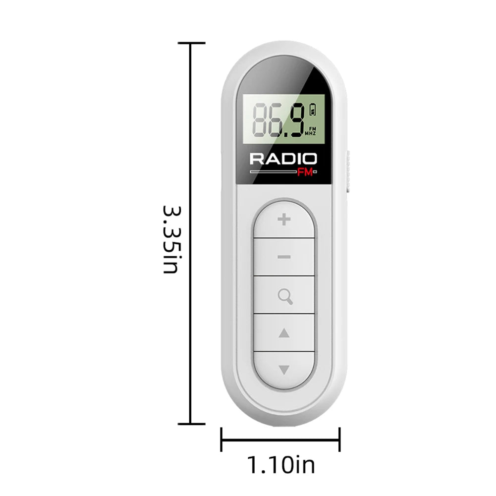 FM Radio Backlight LCD Display Mini Pocket Clip Radio with 3.5Mm Headphones Personal Walkman Radio for Walk Jogging Camping