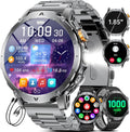 EF24 Montre Connectée Homme Militaire Avec Lampe Torche LED, Écran HD 1,85 Pouce, Batterie 1000Mah, 100 Modes Sportifs, IP68 Étanche, 3 Bracelets, Câble USB Et Type-C, Pour Android Ios (Noir)