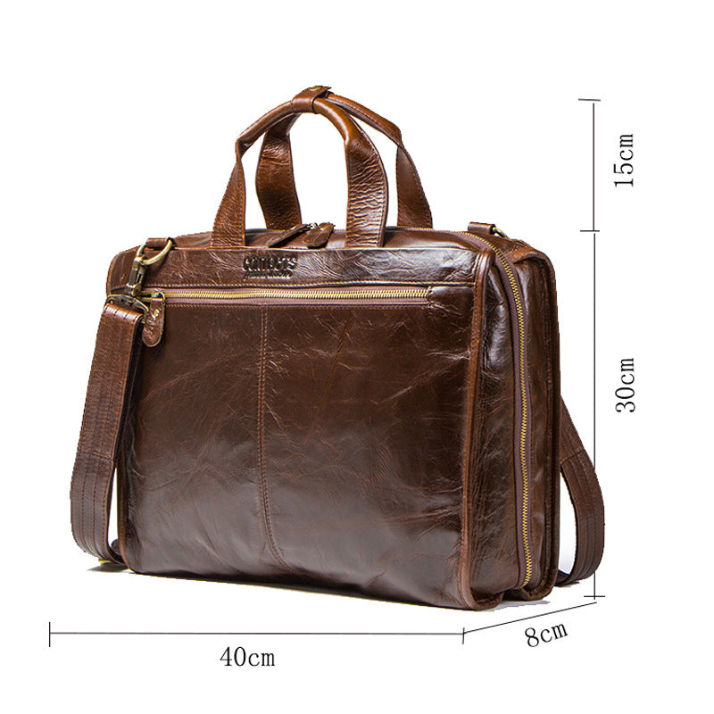 Cowhide Business Briefcase Men'S Shoulder Messenger Bag Casual Computer Bag