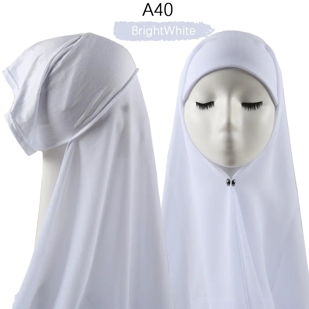 Instant Hijab with Cap Heavy Chiffon Jersey Hijab for Women Veil Muslim Fashion Islam Hijab Cap Scarf for Muslim Women Headscarf
