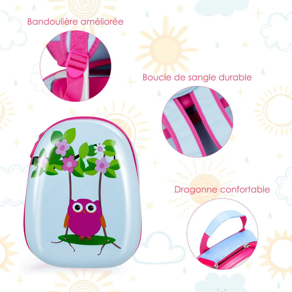 Valise Enfant+ Sac À Dos Bagage Trolley À Roulettes Pour Enfant Couleur Bleu Et Rose