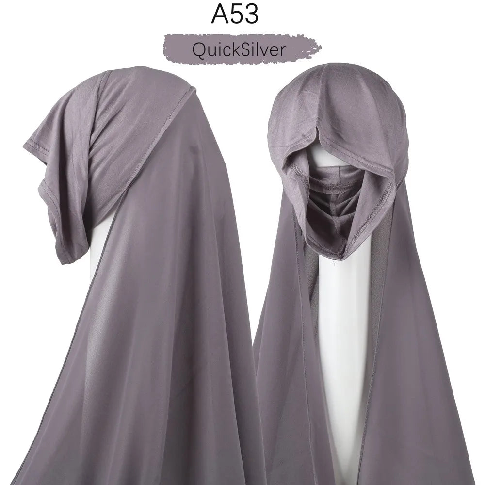 Instant Hijab with Cap Heavy Chiffon Jersey Hijab for Women Veil Muslim Fashion Islam Hijab Cap Scarf for Muslim Women Headscarf