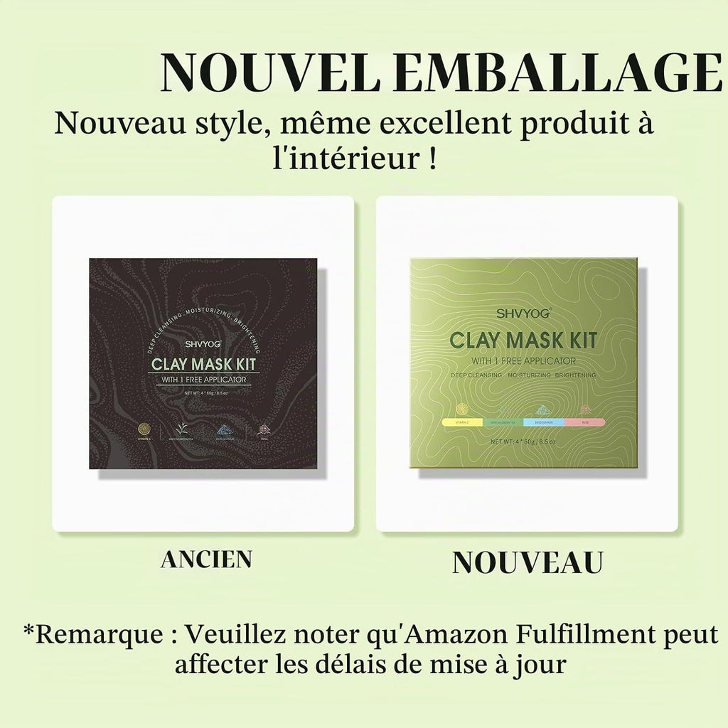 Masque Visage Au Curcuma, Masque D'Argile Détox Au Thé Vert, Masque De Boue Aux Minéraux De La Mer Morte, Masque À L'Argile Rose, Kit De Masque Pour Le Visage Pour Nettoyer En Profondeur, 240G